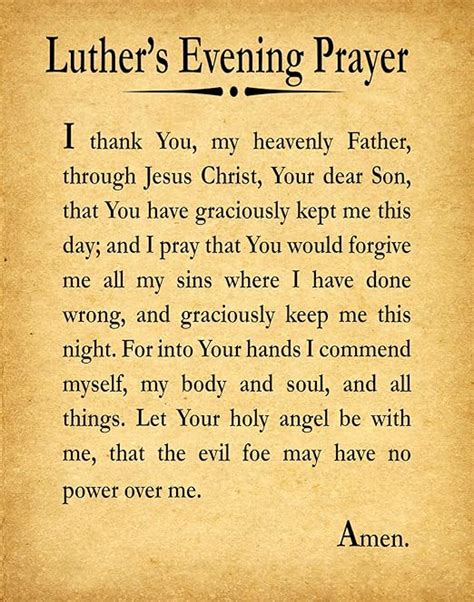 Luther S Evening Prayer Printable